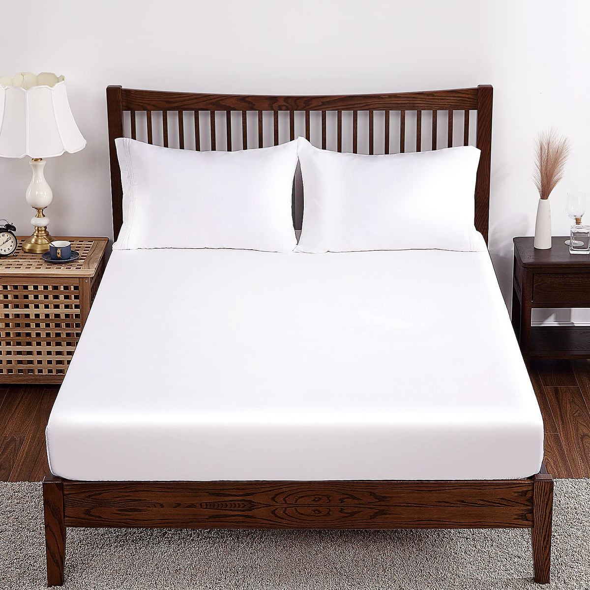 100% Bamboo Viscose Fitted Sheet Twin Xl/Split King Size, Bamboo Fitted Sheet Only, 400 Thread Count White, 8'-16' Deep Pocket