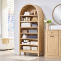 IFBUY 71  Tall Arched Bathroom Storage Cabinet, 7-Tier Modern Farmhouse Storage Cabinet with Adjustable Shelves, Wood Freestandi