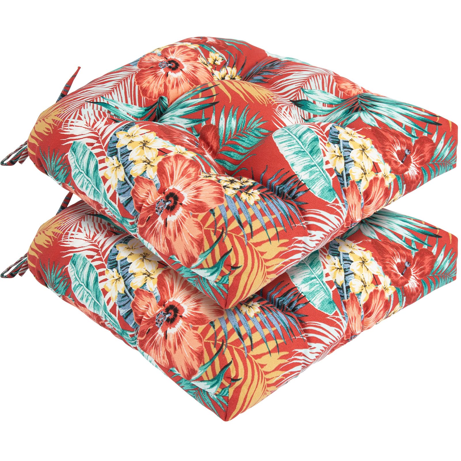 In4 Care Indoor/Outdoor Tufted Seat Cushions With Ties Set Of 2, 19'X19' Chair Cushions For Dining Chairs, Waterproof Overstuf