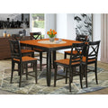 East West Furniture FAQU7H-BLK-W 7 Piece Kitchen Counter Set Consist of a Square Dining Room Table with Pedestal and 6 Dining Chairs, 54x54 Inch, Black & Cherry