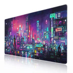 Retro Japanese Anime Gaming Mouse Pad Xxl Cool Dark Purple Red Vaporwave City Extended Large Desk Mat Big Mousepad Non-Slip Rubb