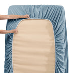 Nestl Extra Deep Pocket Sheets - Fits Mattress 18-24 Inches Deep, Extra Deep Pocket King Size Sheets Sets, 4 Piece King Size Sheets, King Sheets Deep Pocket, Stone Blue Sheets