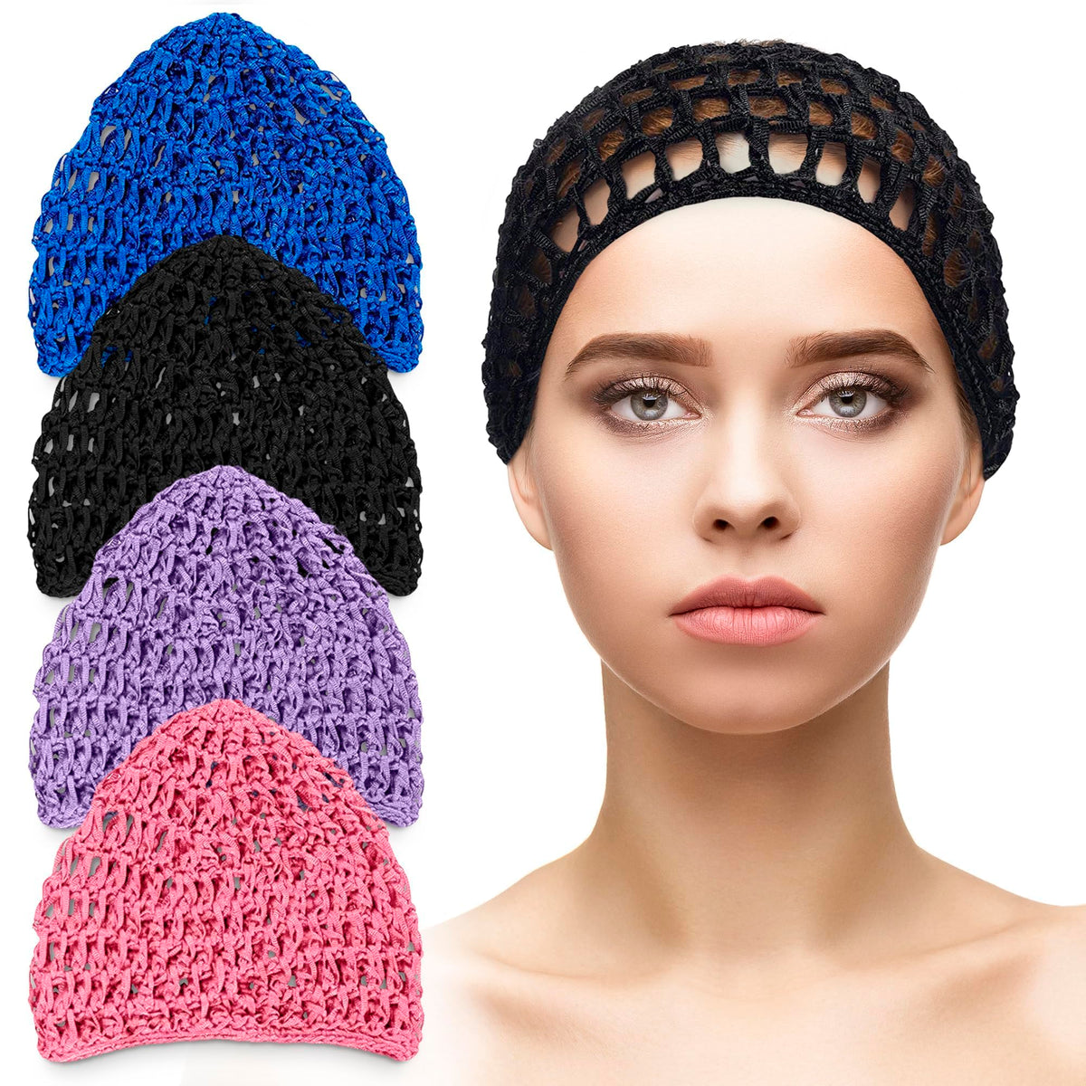 Mesh Hair Net Caps for Women's Curly Hair - Silk Plopping Cap for Sleep, Rollers and Doobie Wrap