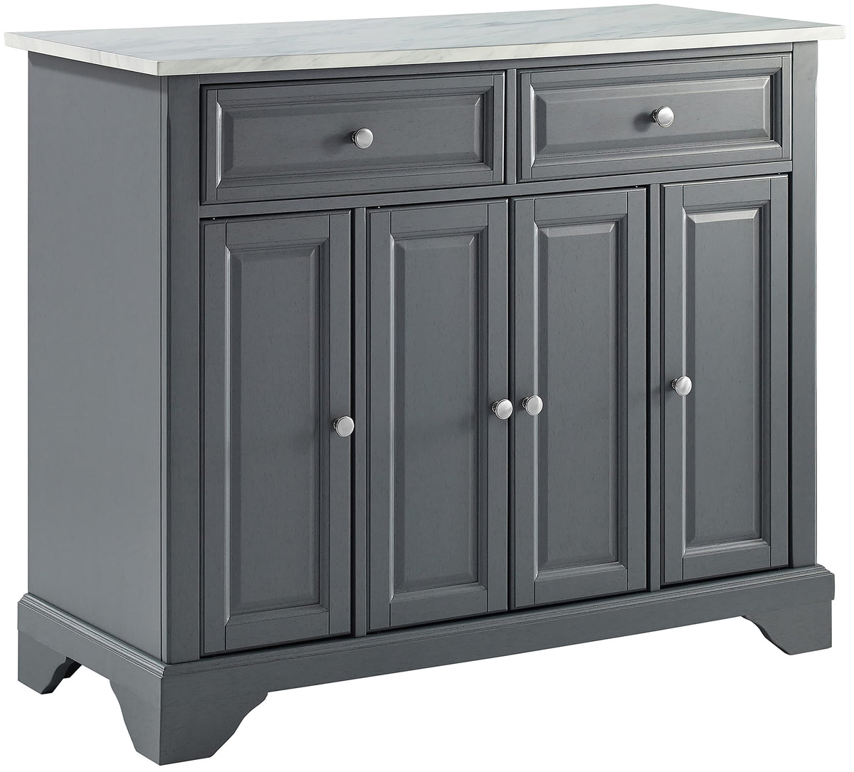 Crosley Furniture Avery Kitchen Island With Storage Shelves, Microwave Stand, Coffee Bar, Gray