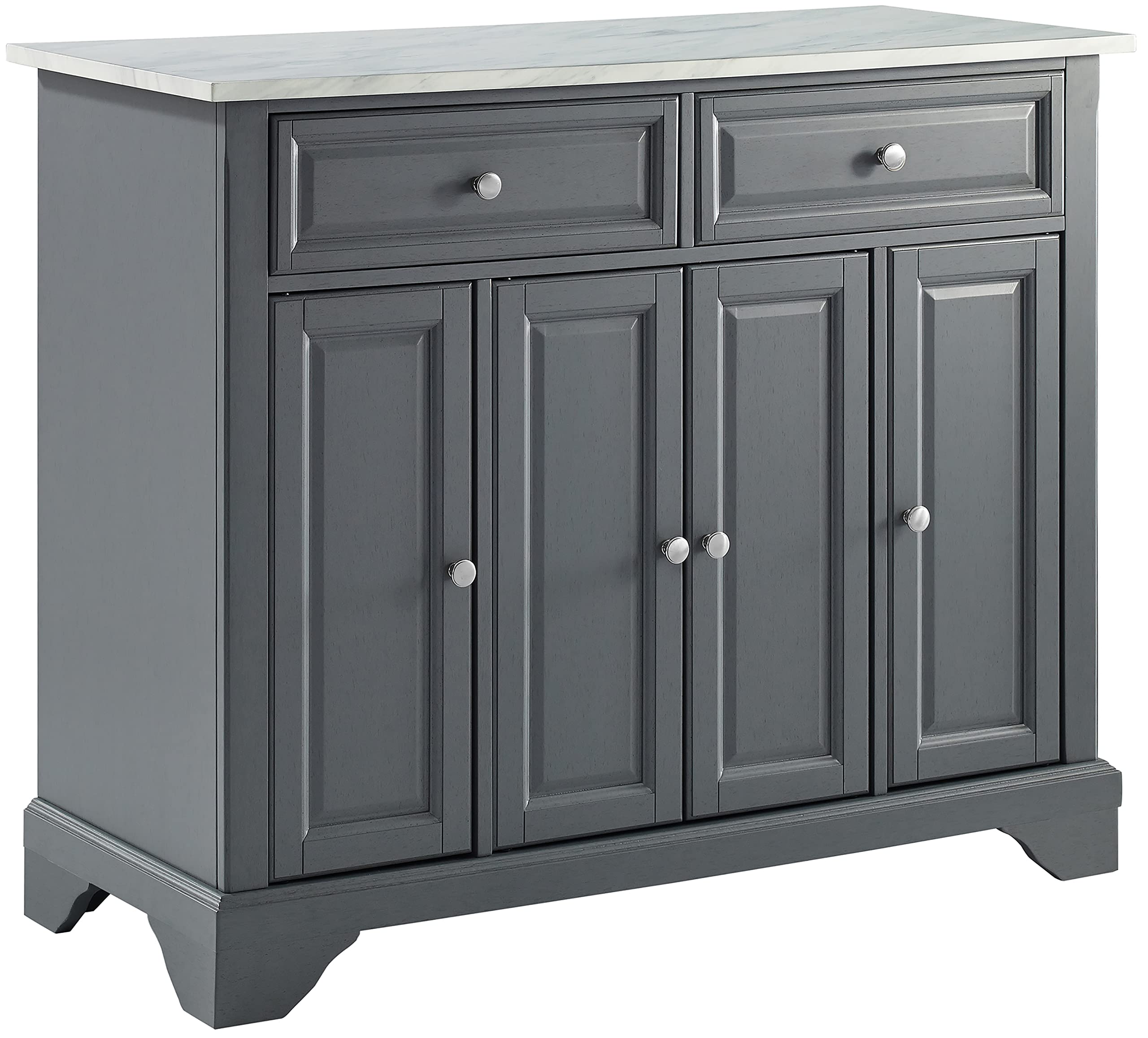 Crosley Furniture Avery Kitchen Island with Storage Shelves, Microwave Stand, Coffee Bar, Gray