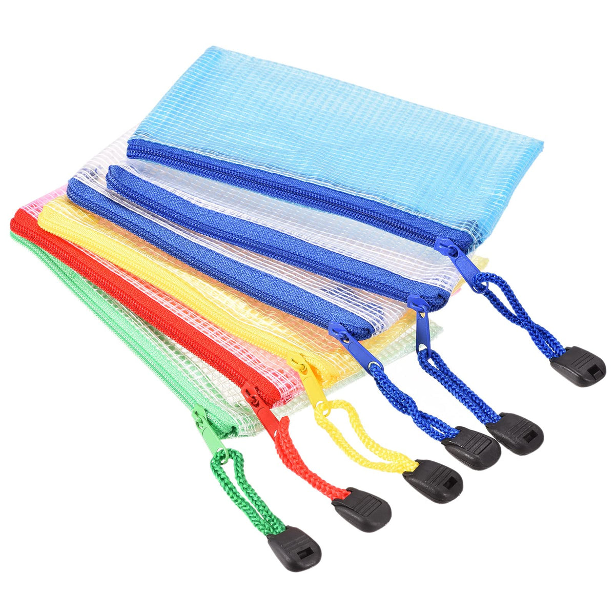 Meccanixity Mesh Zipper Bags, B8 Size Plastic Zip Pouch File Zipper Document Folder For Office Supplies Home Travel, Assorted Co