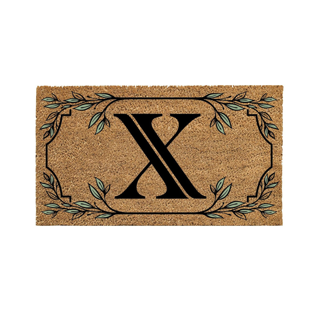 Evergreen Monogram Coir Doormat | Letter X | Front Door Mat For Outdoor Indoor Entrance | 28X16 Inches | Non-Slip Backing Doorwa
