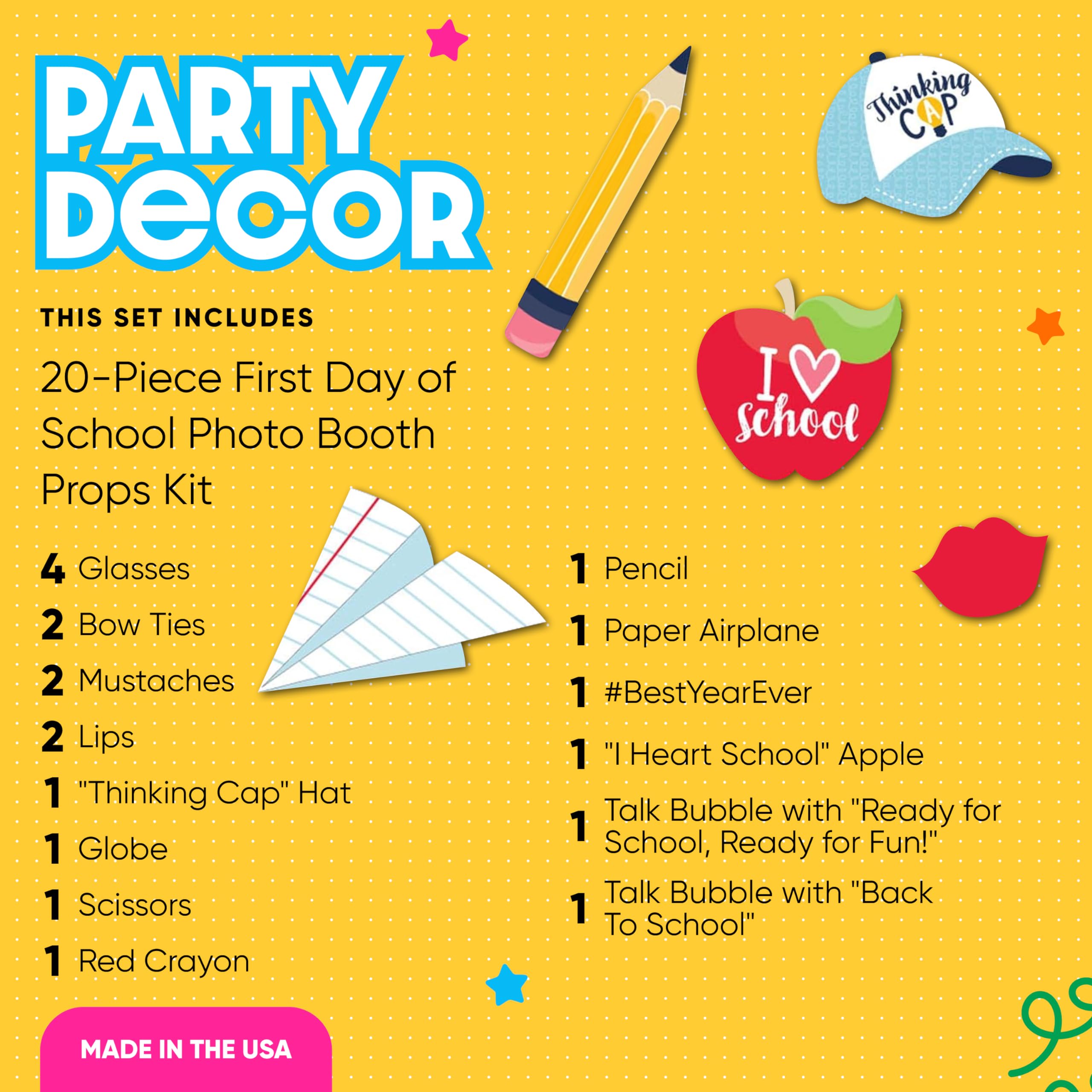 Big Dot Of Happiness Back To School - First Day Of School Classroom Decorations And Photo Booth Props Kit - 20 Count