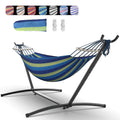 Everyfun Double Hammock with Space-Saving Steel Stand, 2 Person Heavy-Duty Hammock for Garden, Yard or Outdoor, 600lbs Capacity,