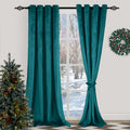 Xwzo Velvet Curtains 96 Inches Long - Thick Room Darkening Grommet Window Curtain Panels, Soft Retro Velvet Blackout Curtains Fo