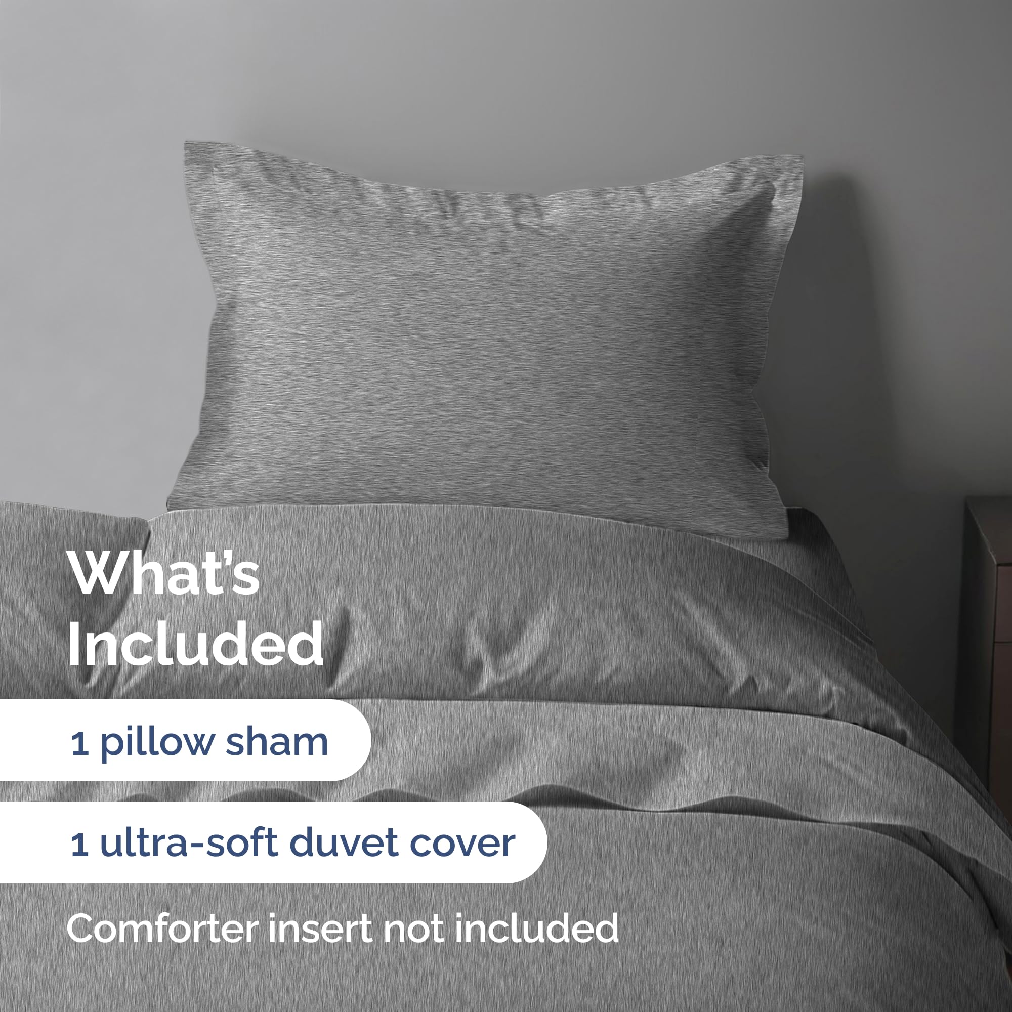 Duvet Cover Twin Size Set - Extra Soft Twin/Twin Xl Size Duvet Cover - 68' X 90' Twin Duvet Cover W/ 1 Pillow Sham - Easy Care & Fade Free - Comforter Cover W/ Zipper Closures & Ties (Heathered Grey)