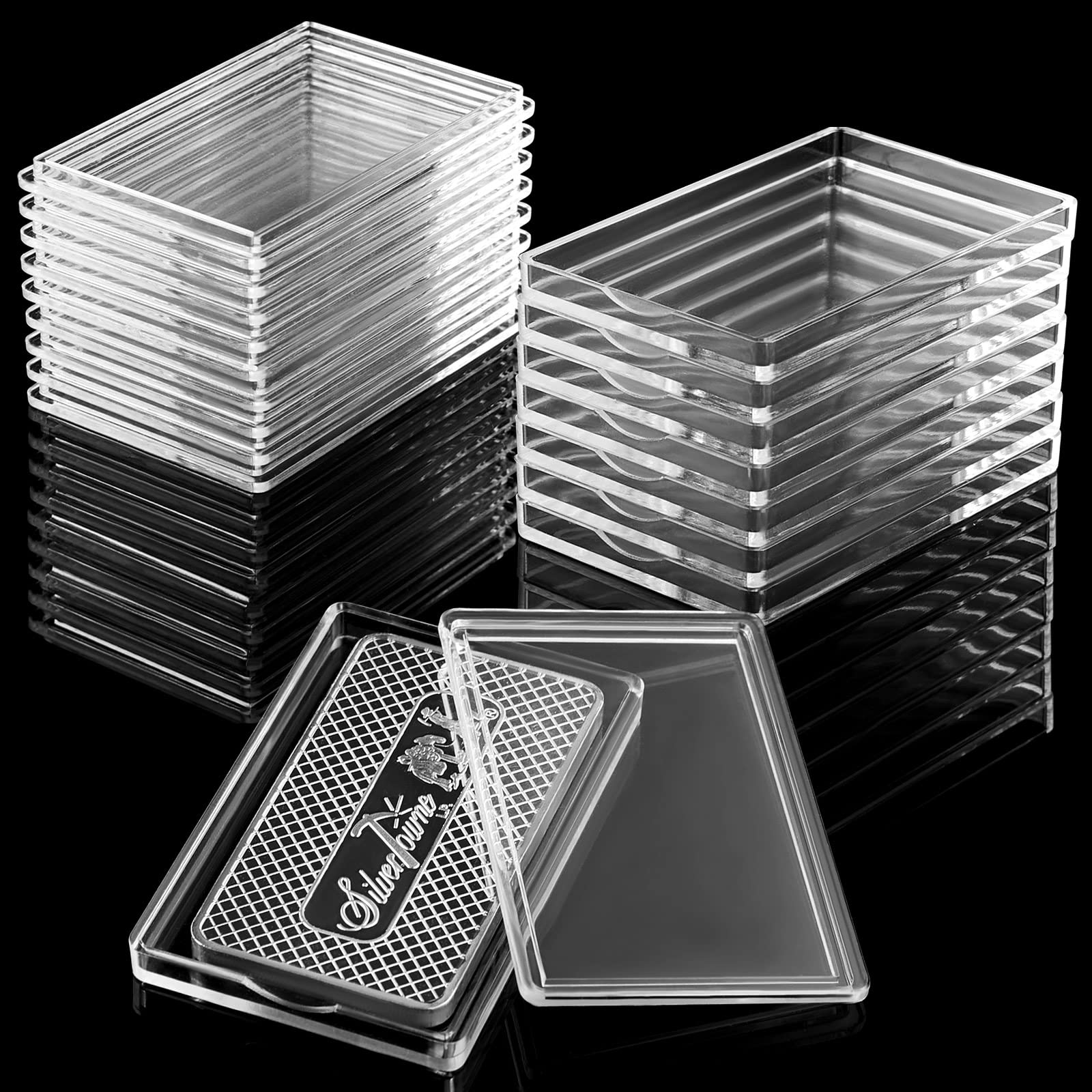 Geiserailie 15 Pieces Silver Bar Case 1 Oz Silver Bar Holder Clear Acrylic Storage Container Fit Silver Bar Box For 1 Oz Silver