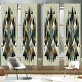 Ambesonne Bohemian Window Curtains Pack of 2, Diamond Shapes Geometric Design Abstract Botanical Design Boho, Lightweight Set wi