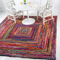 Unique Loom Braided Chindi Collection Area Rug - Layer (8 Square, Multi/ Blue)