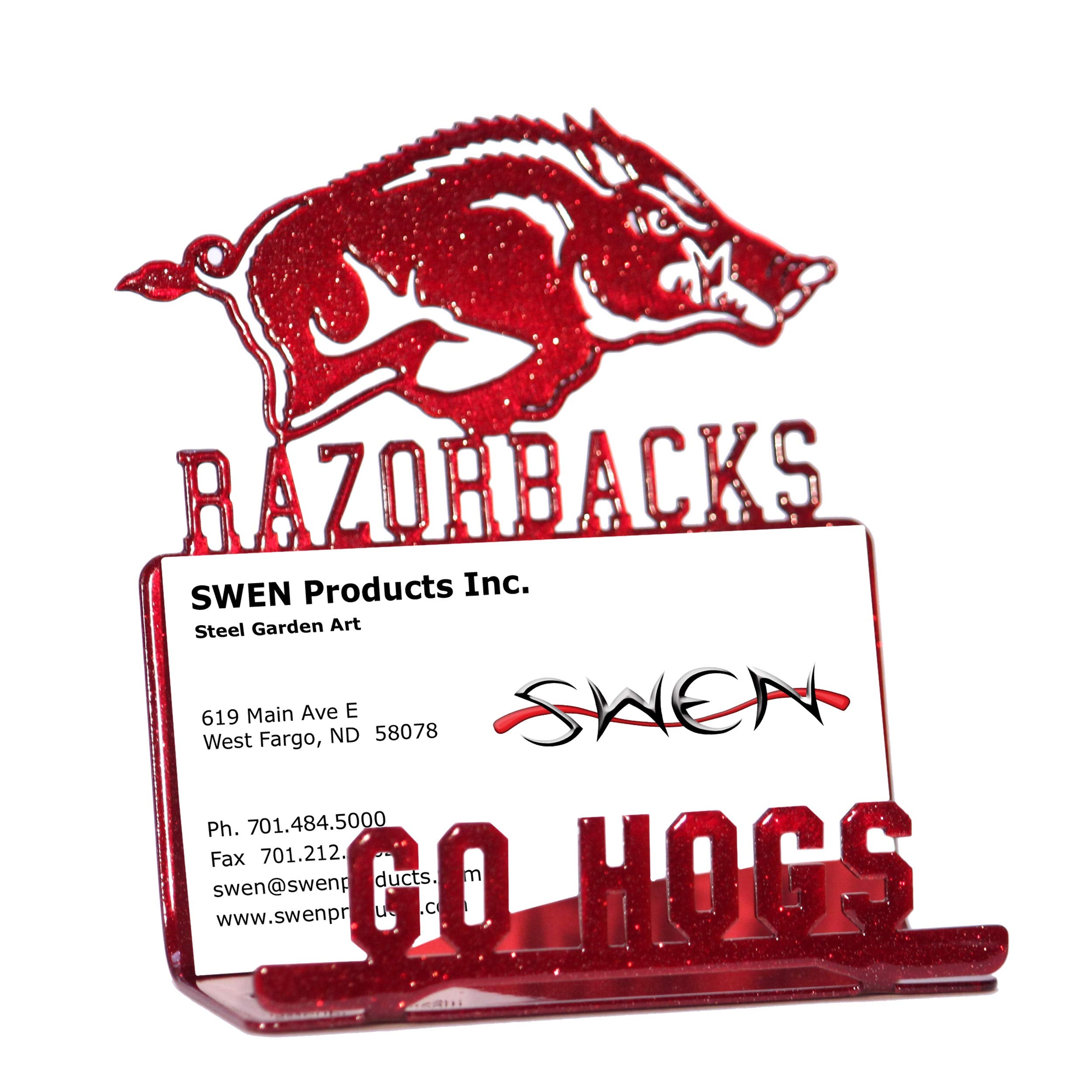 Swen Products Arkansas Razorbacks Steel Business Card Holder Red