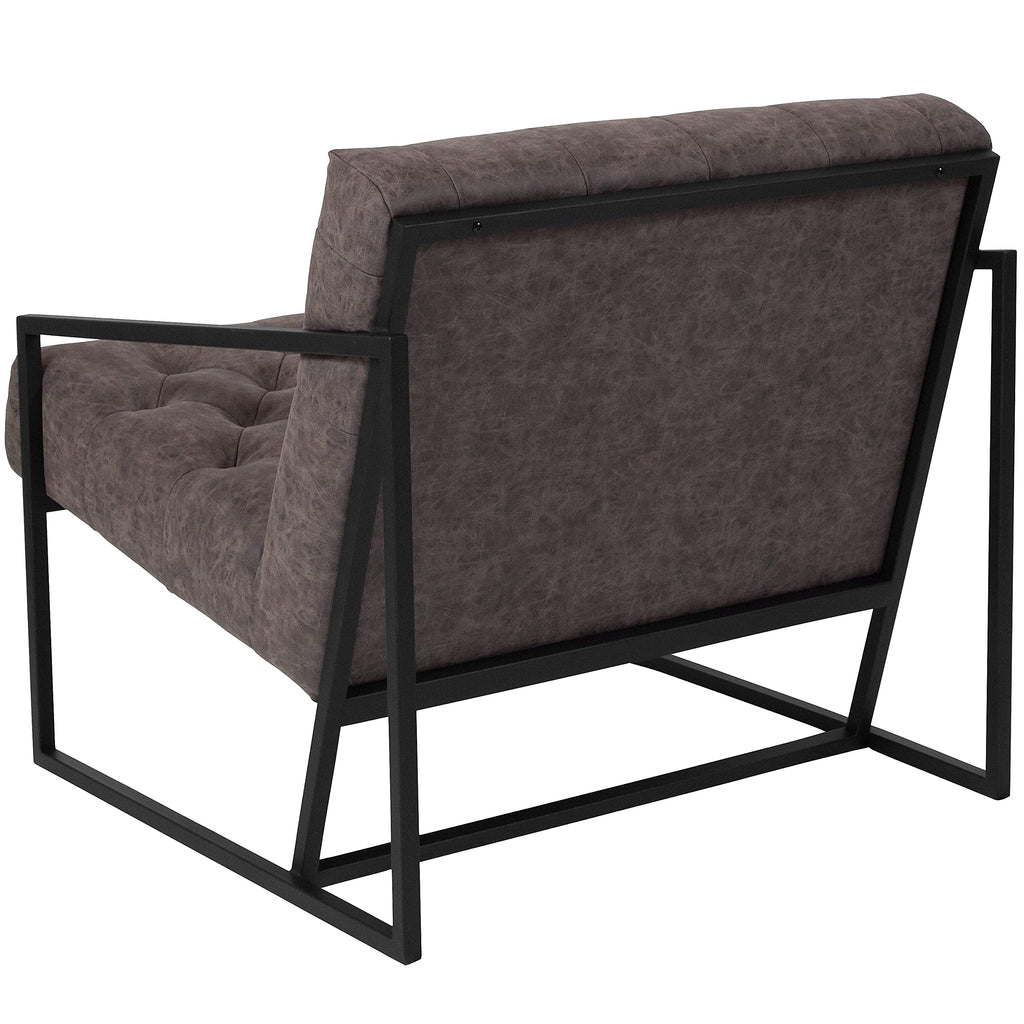 Flash Furniture Hercules Madison Series Retro Gray Leathersoft Tufted Lounge Chair
