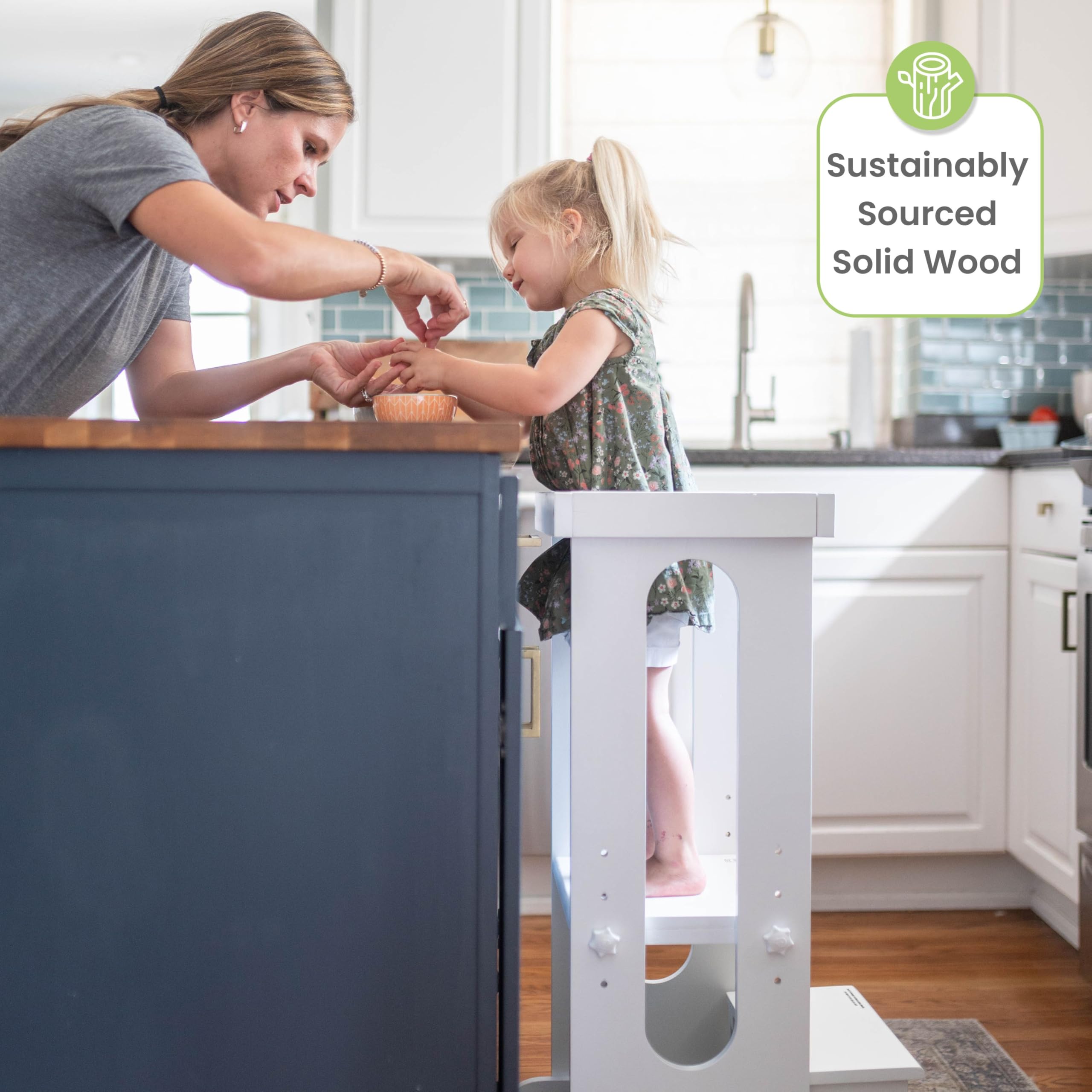 Little Partners Learning Tower Toddler Tower, Explore 'N Store Montessori Kitchen Tower For Cooking And Learning, 22.28' L X 19.56' W X 33.50' H, Ages 2 To 6 (Soft White)