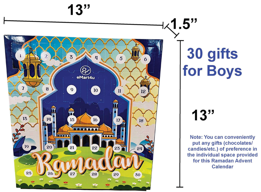 Ramadan Advent Countdown Calendar Ramadhan Muabarak Gift Ramzan Surprise Calendar Box For Kids Gift For Boys 13'X13' [Age 4,5,