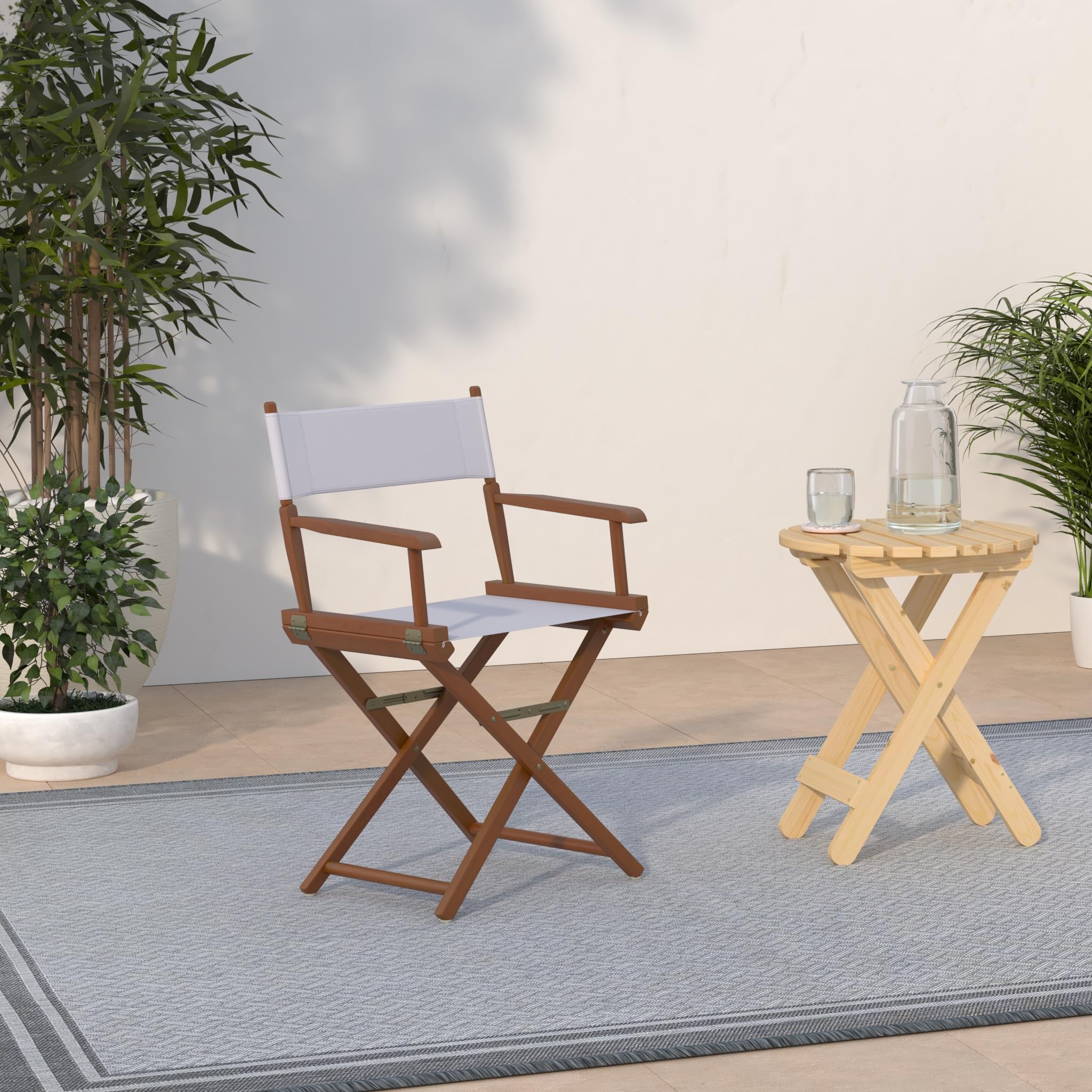 Casual Home Director'S Chair ,Honey Oak Frame/White Canvas,18&quot; - Classic Height