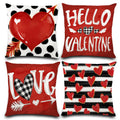 Vellibring Valentines Day Pillow Covers 18X18 Polka Dot Stripes Love Heart Buffalo Plaid Valentine Pillows Decorative Throw Pill