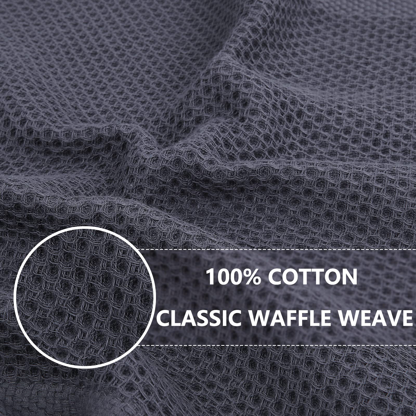 Homaxy 100% Cotton Waffle Weave Kitchen Dish Cloths, Ultra Soft Absorbent Quick Drying Dish Towels, 12X12 Inches, 6-Pack, Dark G
