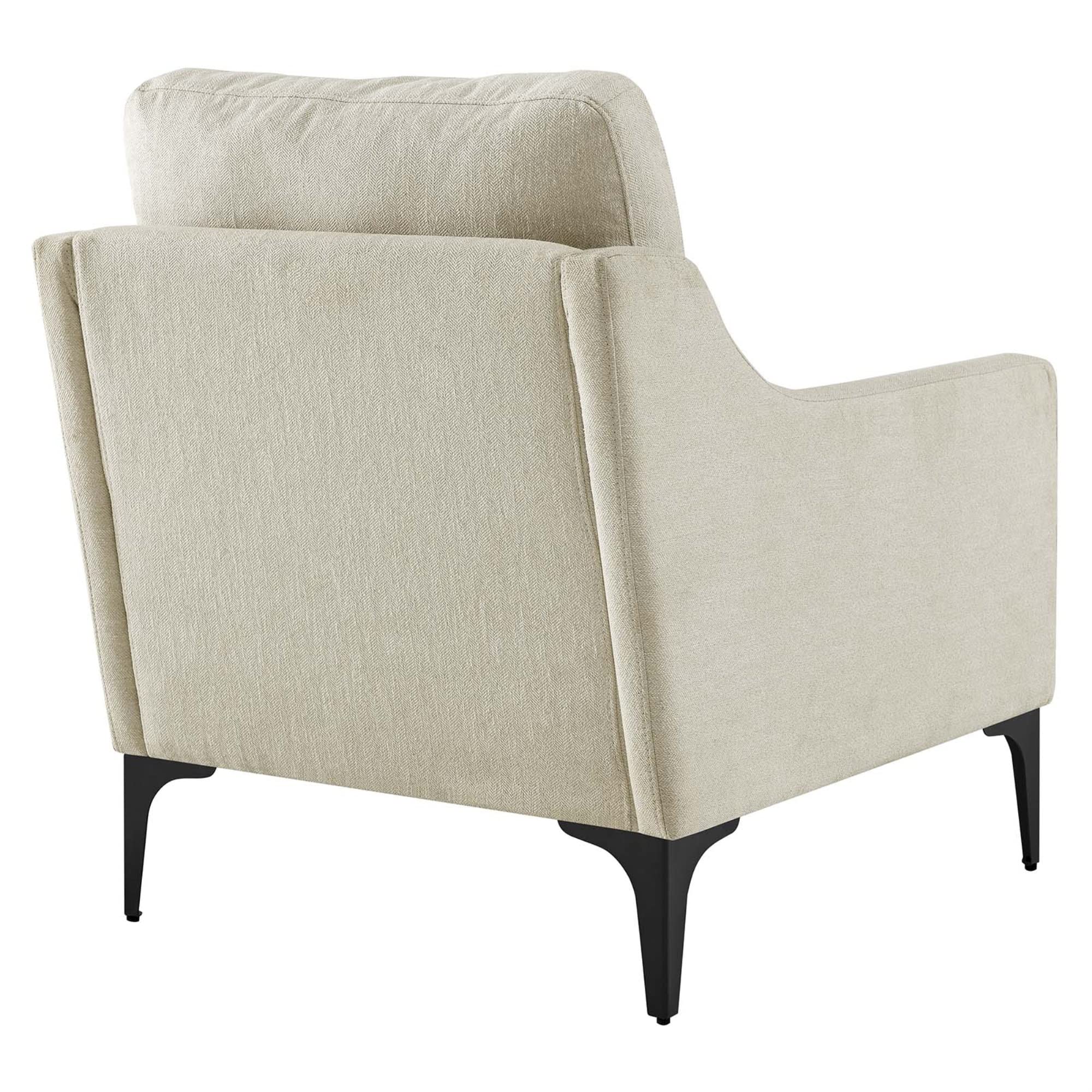 Modway Corland Upholstered Fabric And Metal Armchair In Beige