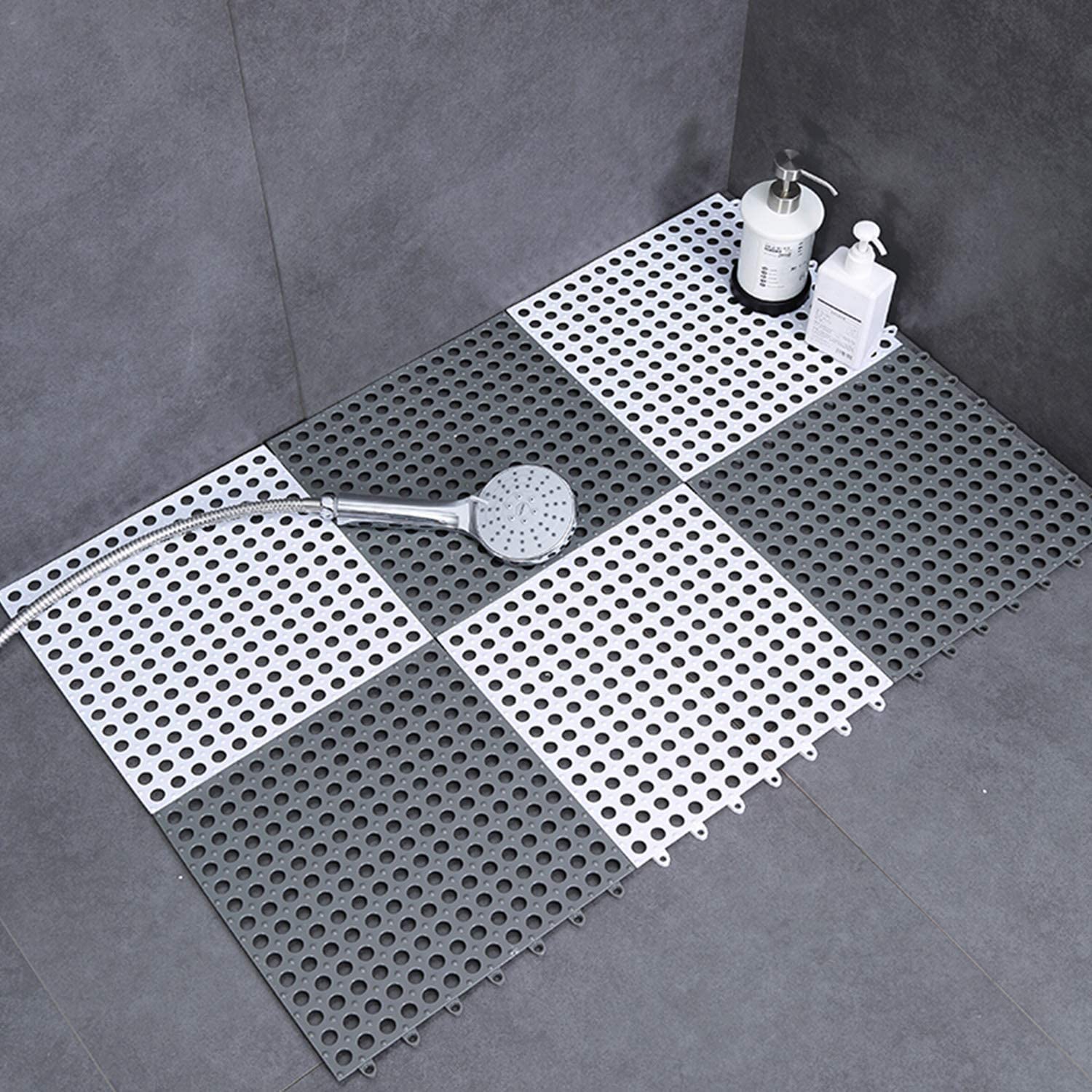 Lampostick Waterproof Mat Fast Drainage Bathroom NonSlip Interlocking Cushion Floor Mats with Massage Particles for Home