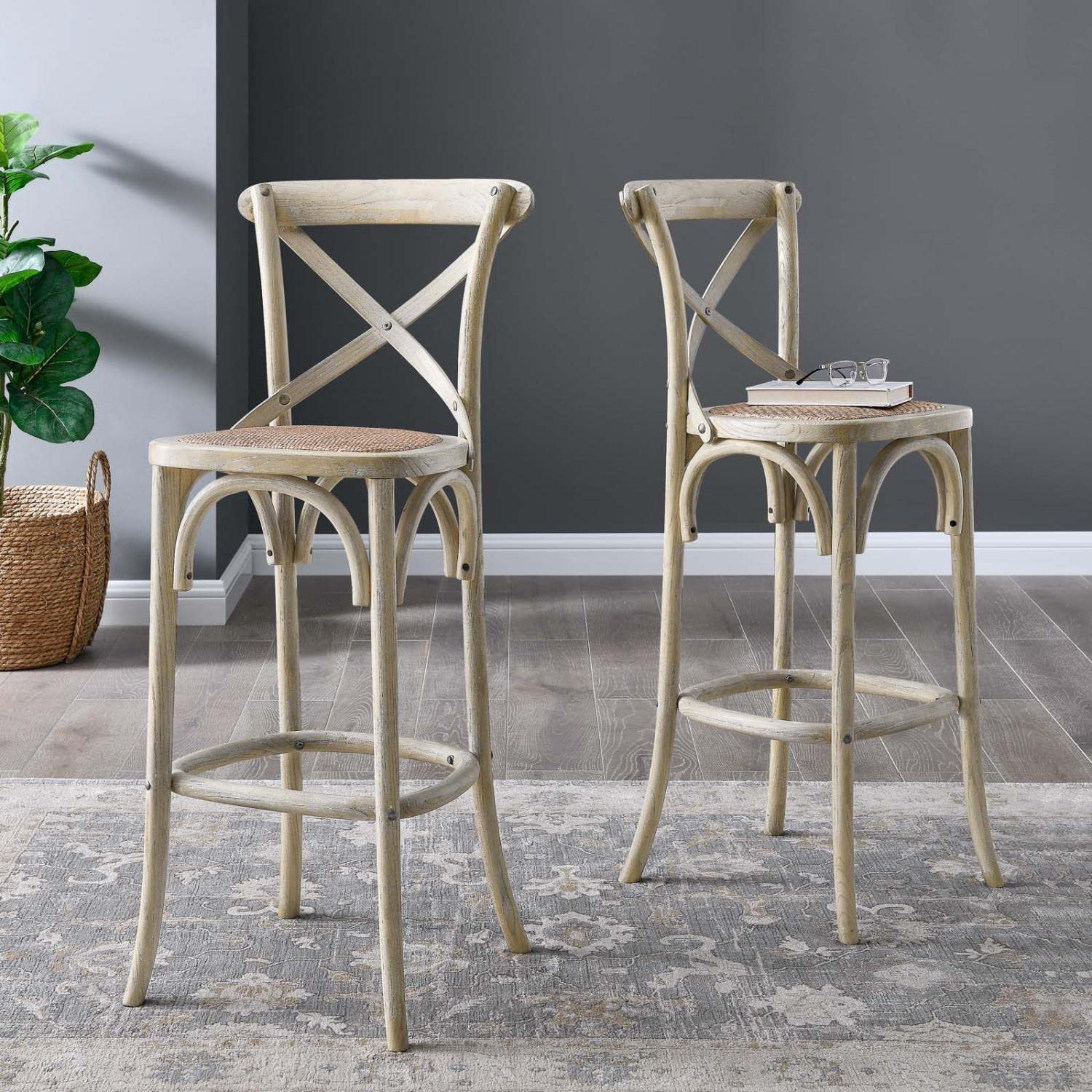 Modway Gear Bar Stool, 19 X 17.5 X 43.5, Gray