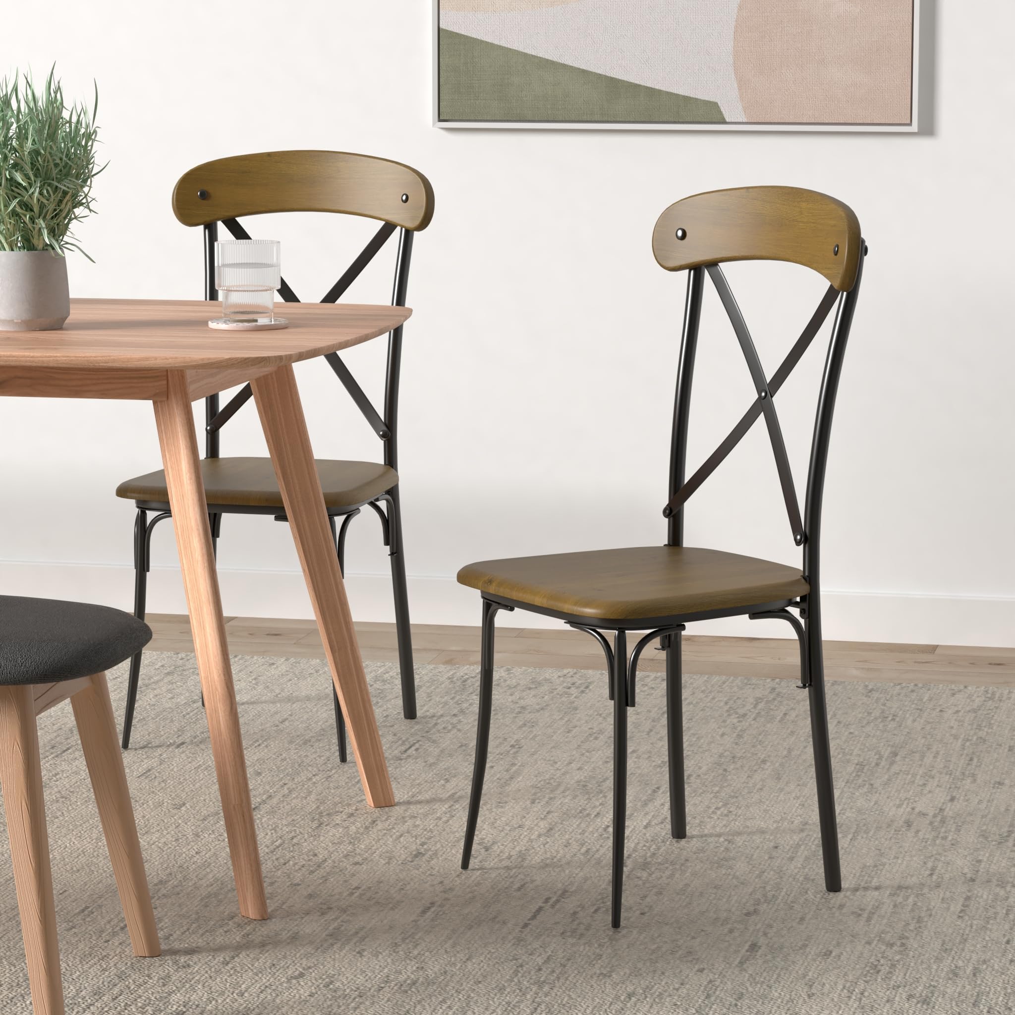 Baxton Studio Broxburn Light Brown Wood & Metal Dining Chair