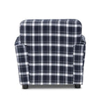 Baxton Studio Talma Modern and Contemporary Blue and White Plaid Fabric Upholstered Kids Armchair, BlueWhite