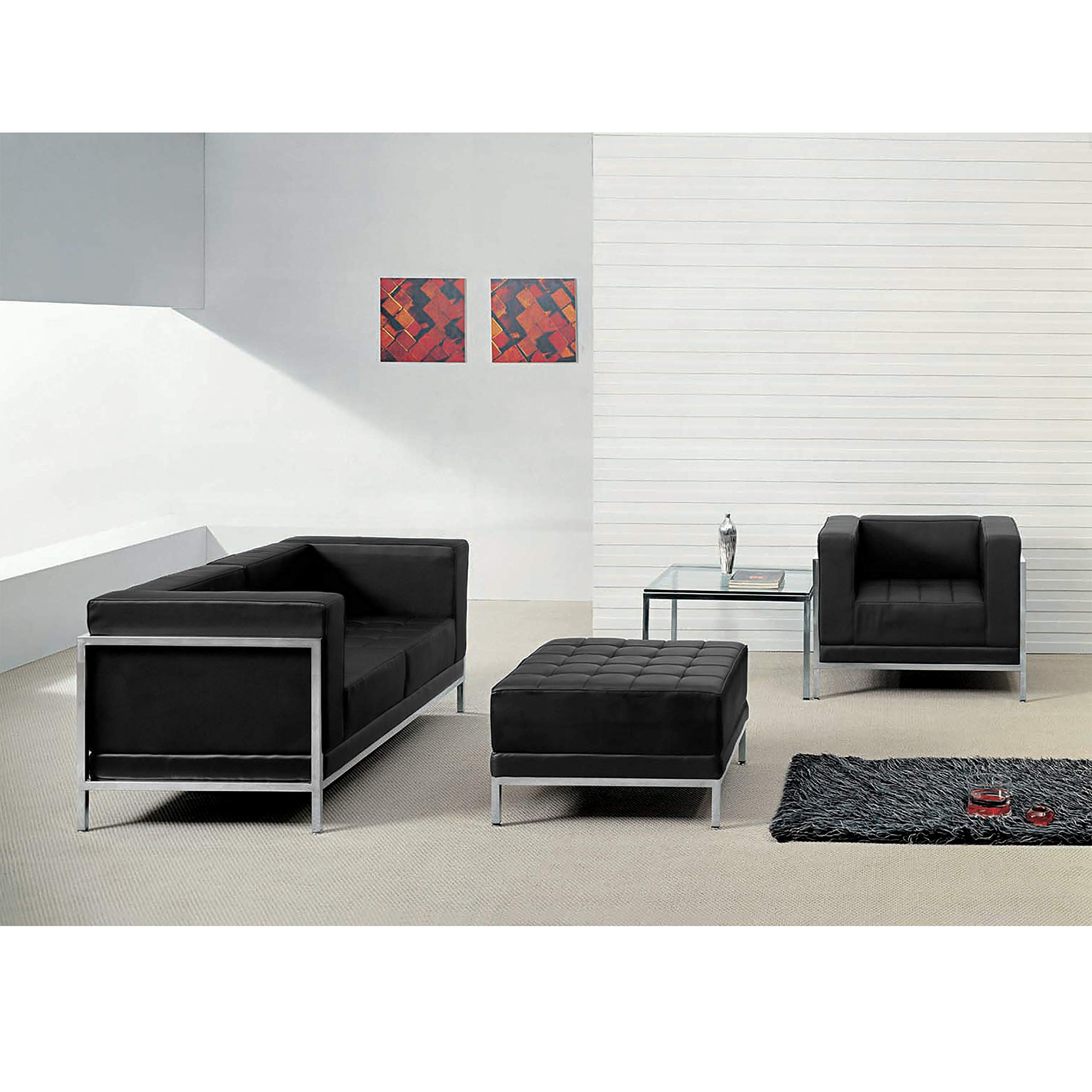 Flash Furniture HERCULES Imagination Series Black LeatherSoft Loveseat, Chair & Ottoman Set