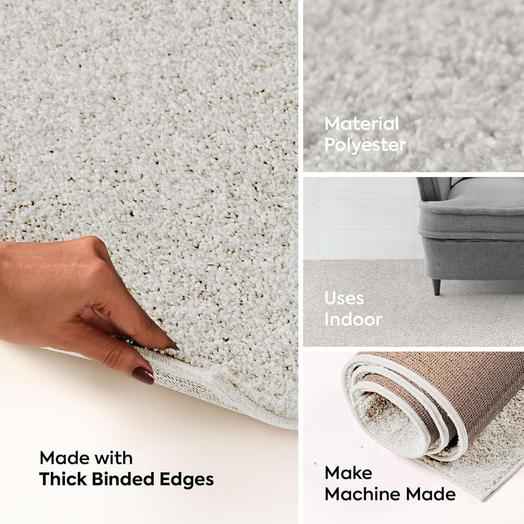 Pet Friendly Solid Color Area Rugs Off White - 3' Square, Indoor, Stain Resistant, Perfect For Living Room, Bedroom, Dining Room