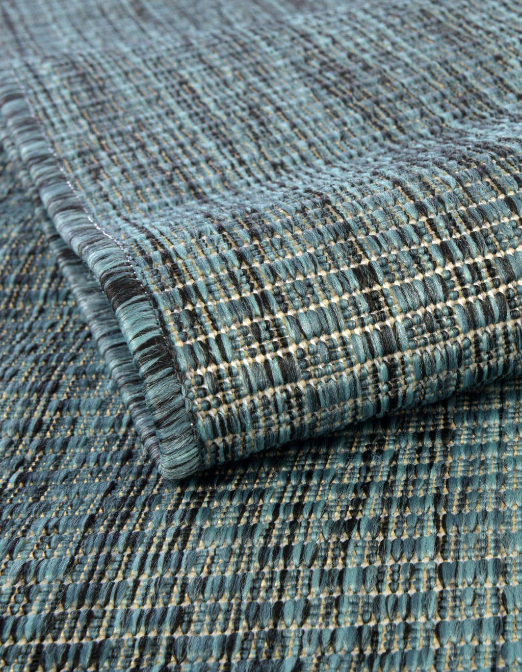 Unique Loom Outdoor Solid Collection Area Rug (6' 1'' X 9' Oval Teal/Navy Blue)
