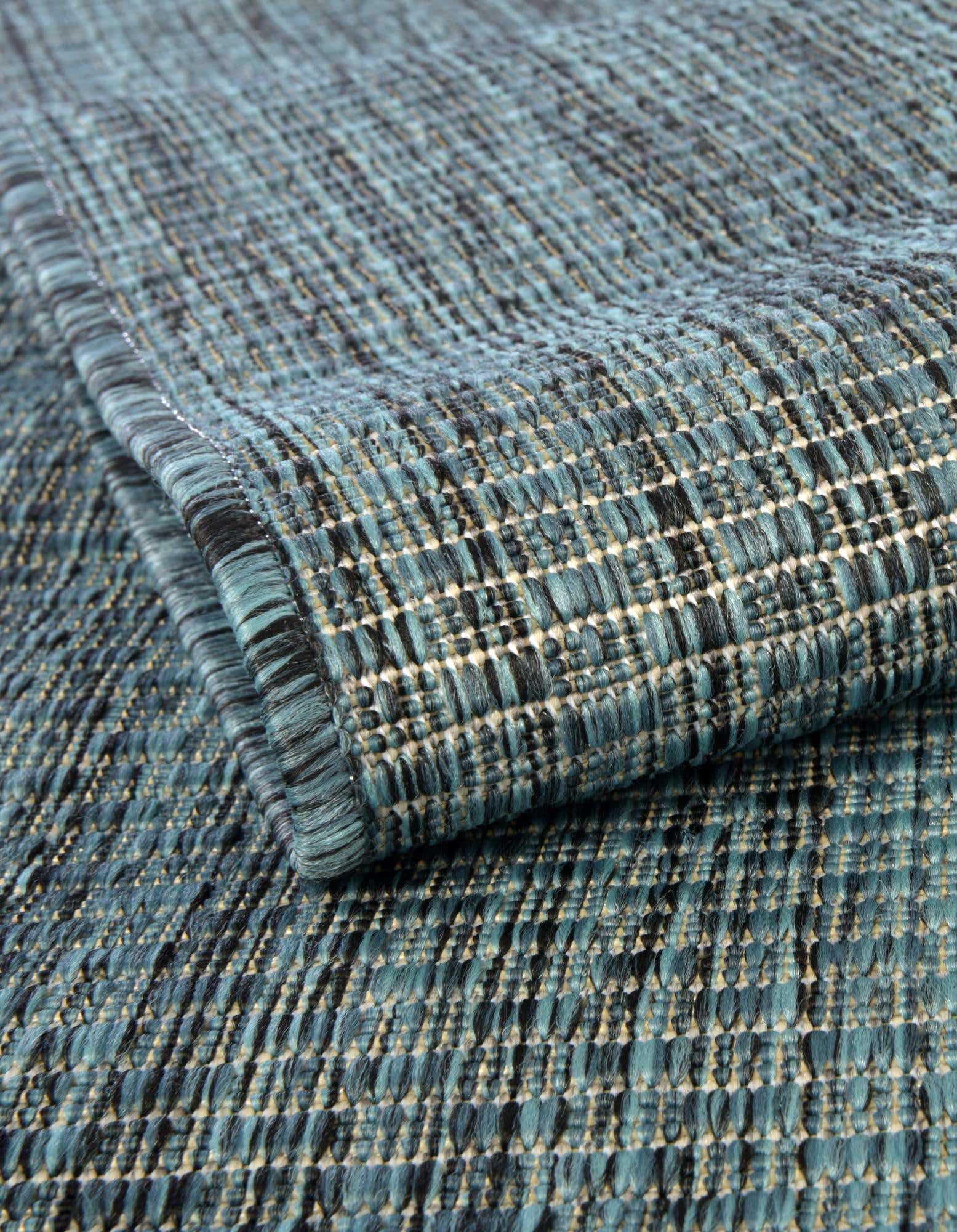 Unique Loom Outdoor Solid Collection Area Rug (7' 10'' X 10' Oval Teal/Navy Blue)