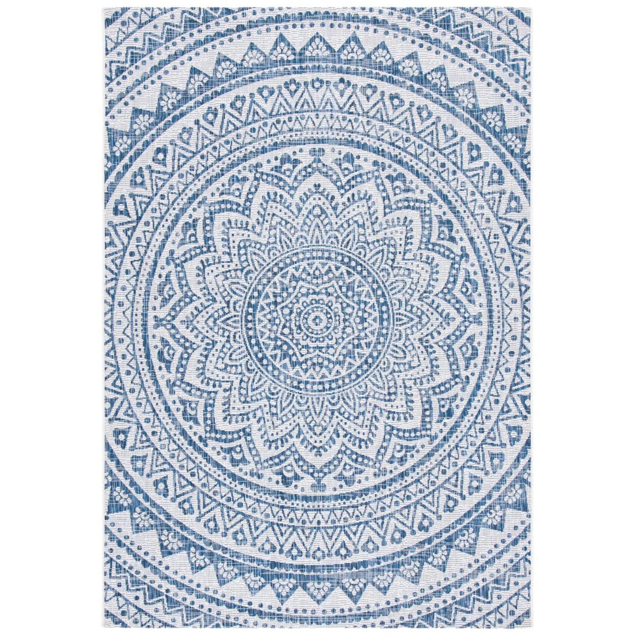 Safavieh Courtyard Collection Cy8734 Indoor/ Outdoor Easy Scrubbing Patio Backyard Mudroom Accent-Rug, 2' X 3' 7', Ivory / Navy