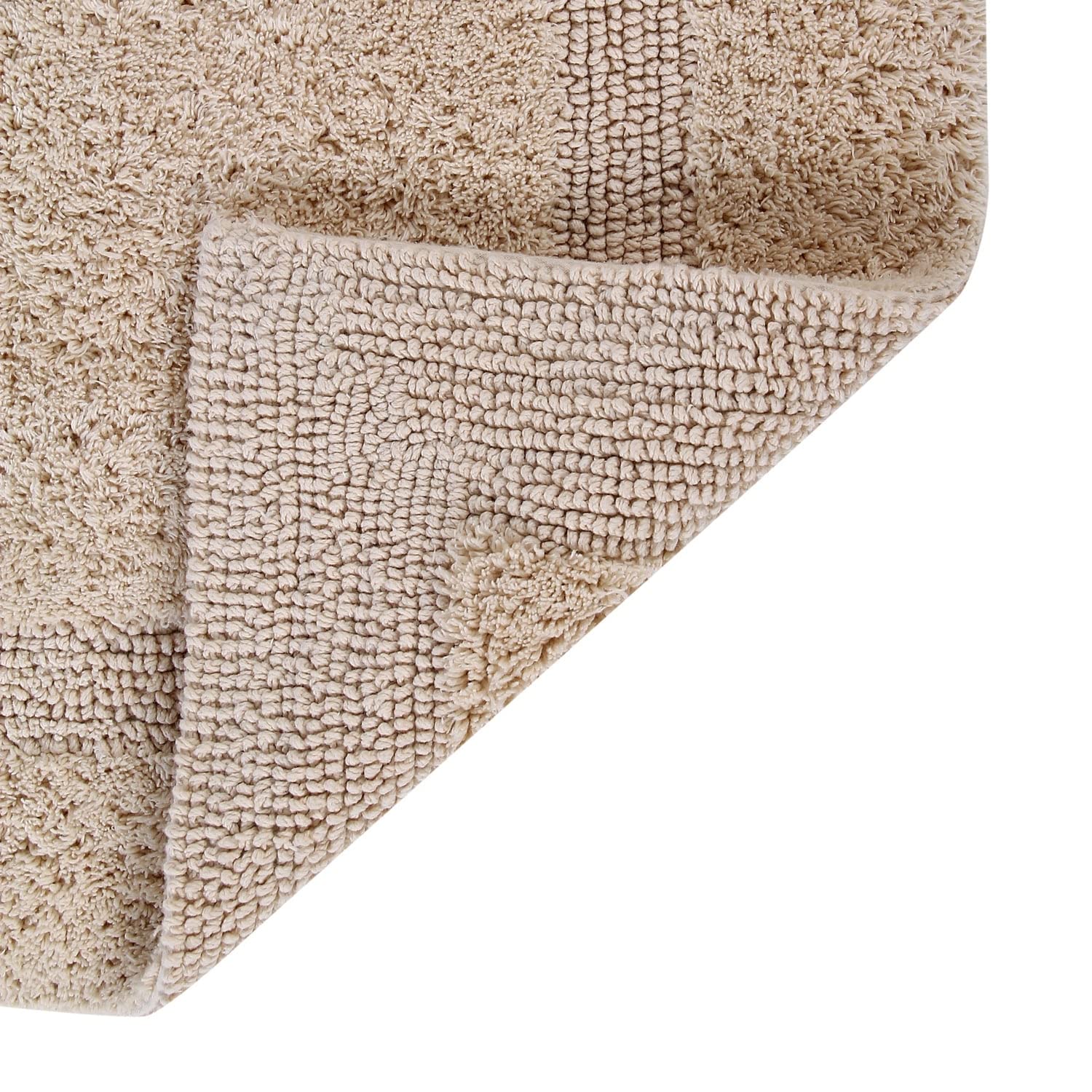 Better Trends 100% Cotton Lux Collection Bath Mats, White Bath Mat - Tufted, Reversible & Absorbent & Machine Washable Bath Mats