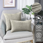 Brawarm Chenille Throw Pillow Covers 12X20 Inches - Taupe Chenille Lumbar Pillow Covers Pack Of 2, Solid Dyed Soft Chenille Pill