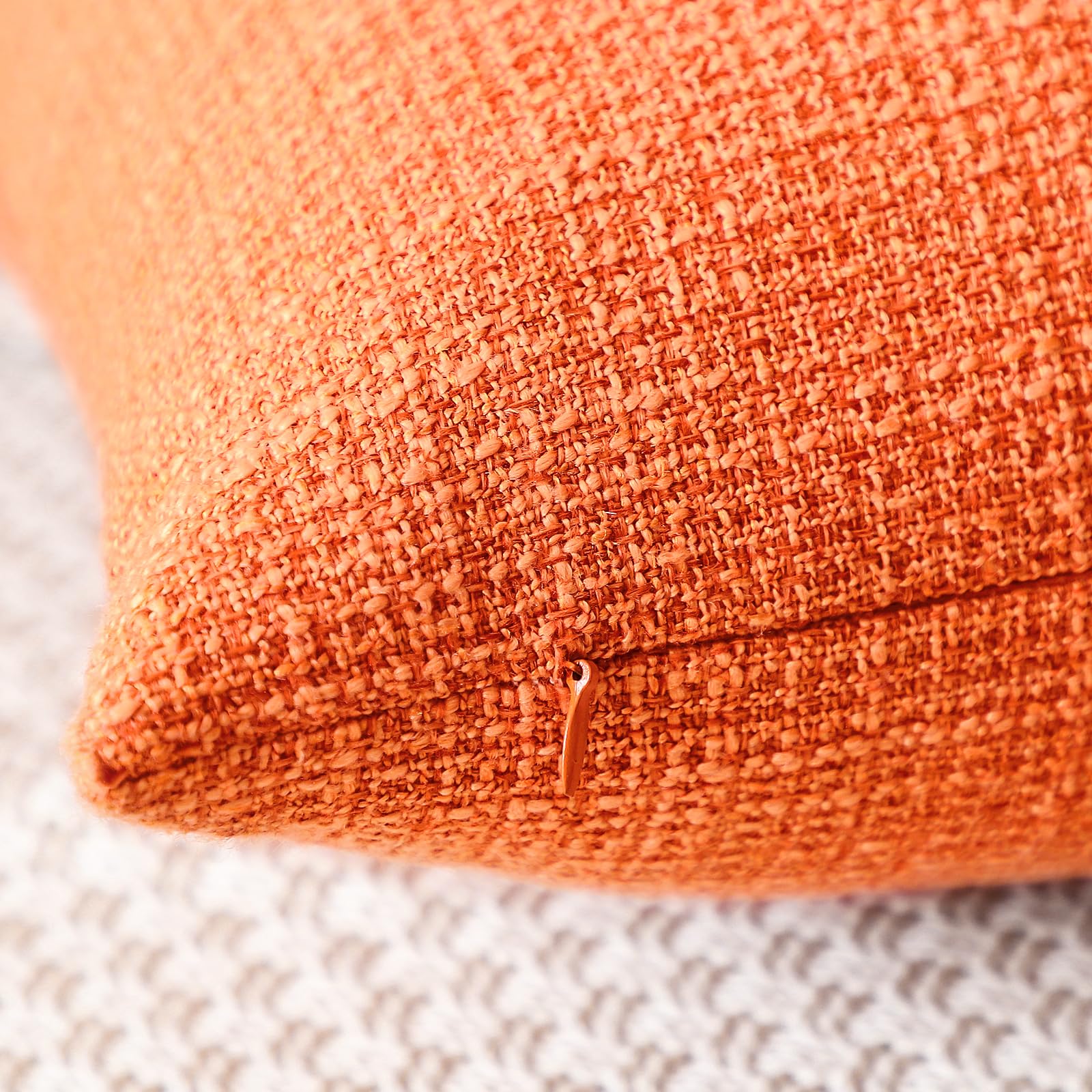 Otostar Linen Throw Pillow Covers Set Of 2 Decorative Square Pillowcases Fall Cushion Covers 24X24 Inch For Home Decor Sofa Bedroom Car 60 X 60 Cm Orange