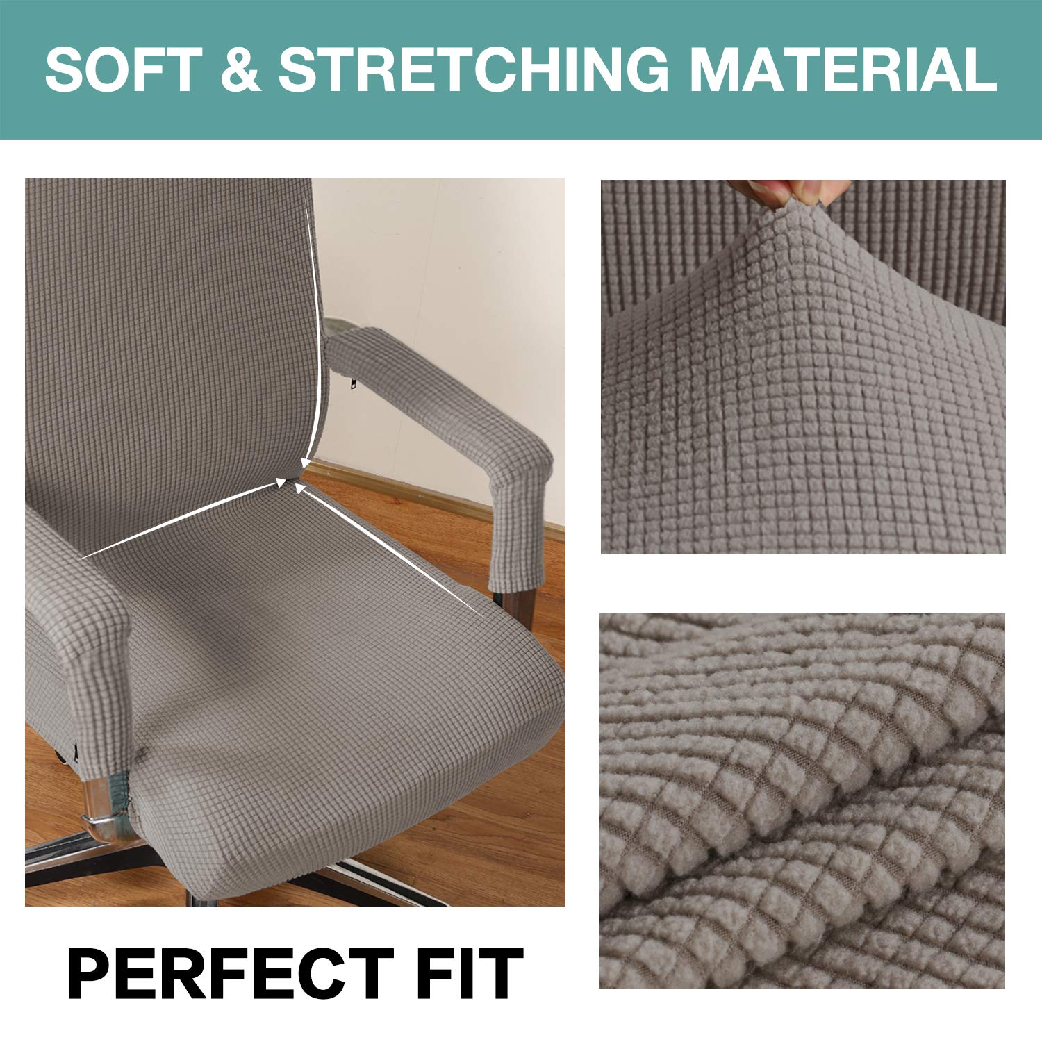 Turquoize Office Chair Cover Stretch Office Chair Covers With Arms Computer Chair Cover Universal Removable Rotating Boss Office Chair Slipcovers Desk Chair Cover For Dogs Cats Pets, Taupe
