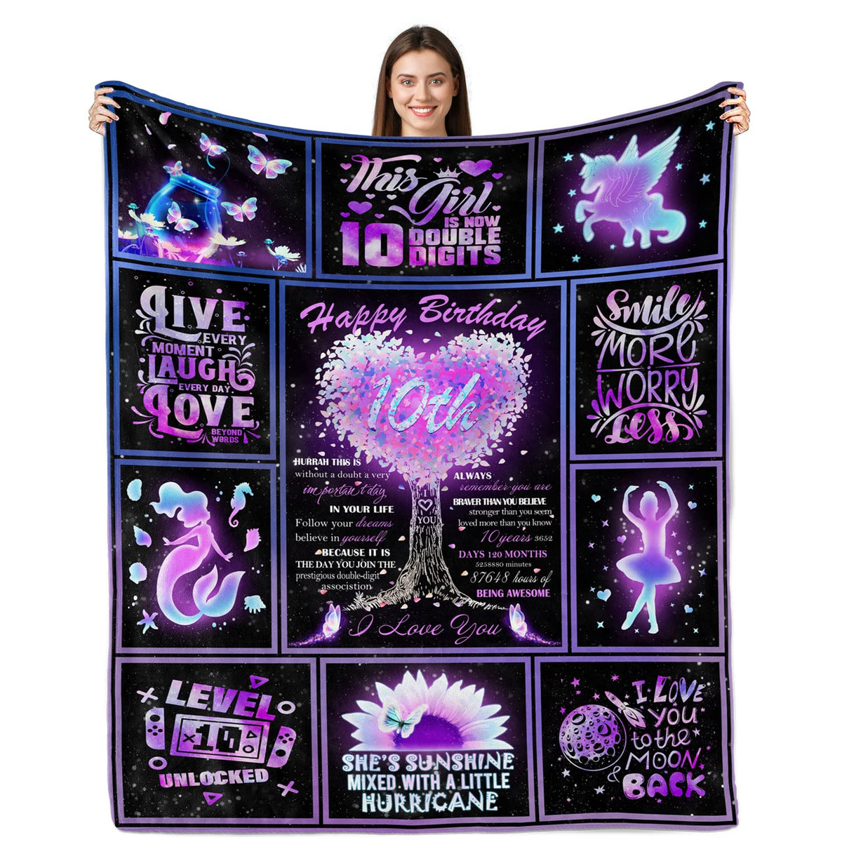Yufobel Birthday Gifts For 10 Year Old Girl, 10Th Birthday Gifts For Girls Blanket, Gifts For 10 Year Old Girls, 10Th Birthday D