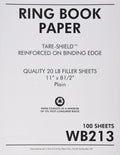 Sparco Reinforced Filler Paper, Plain, 11 X 8-1/2 Inches, White (Sprwb213)