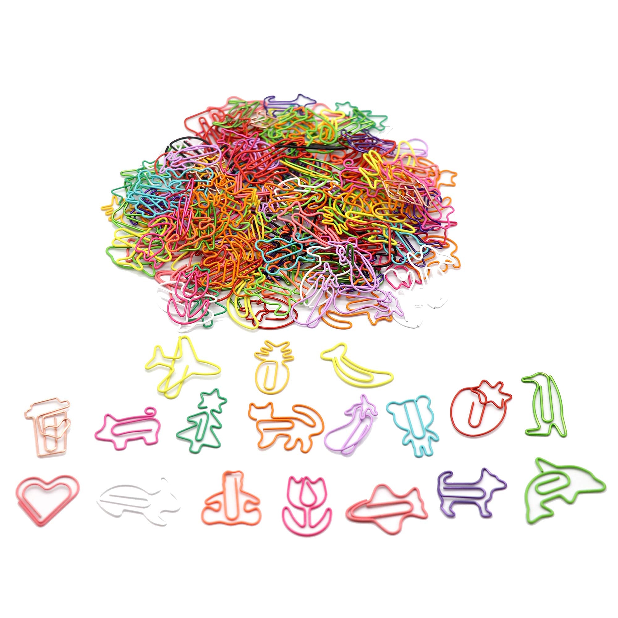 150 Pcs Random Shaped Paperclip,Fun Paper Clips,Assorted Colors Paperclip,Coated Paper Clips, Bookmark Clips Office Supplies For