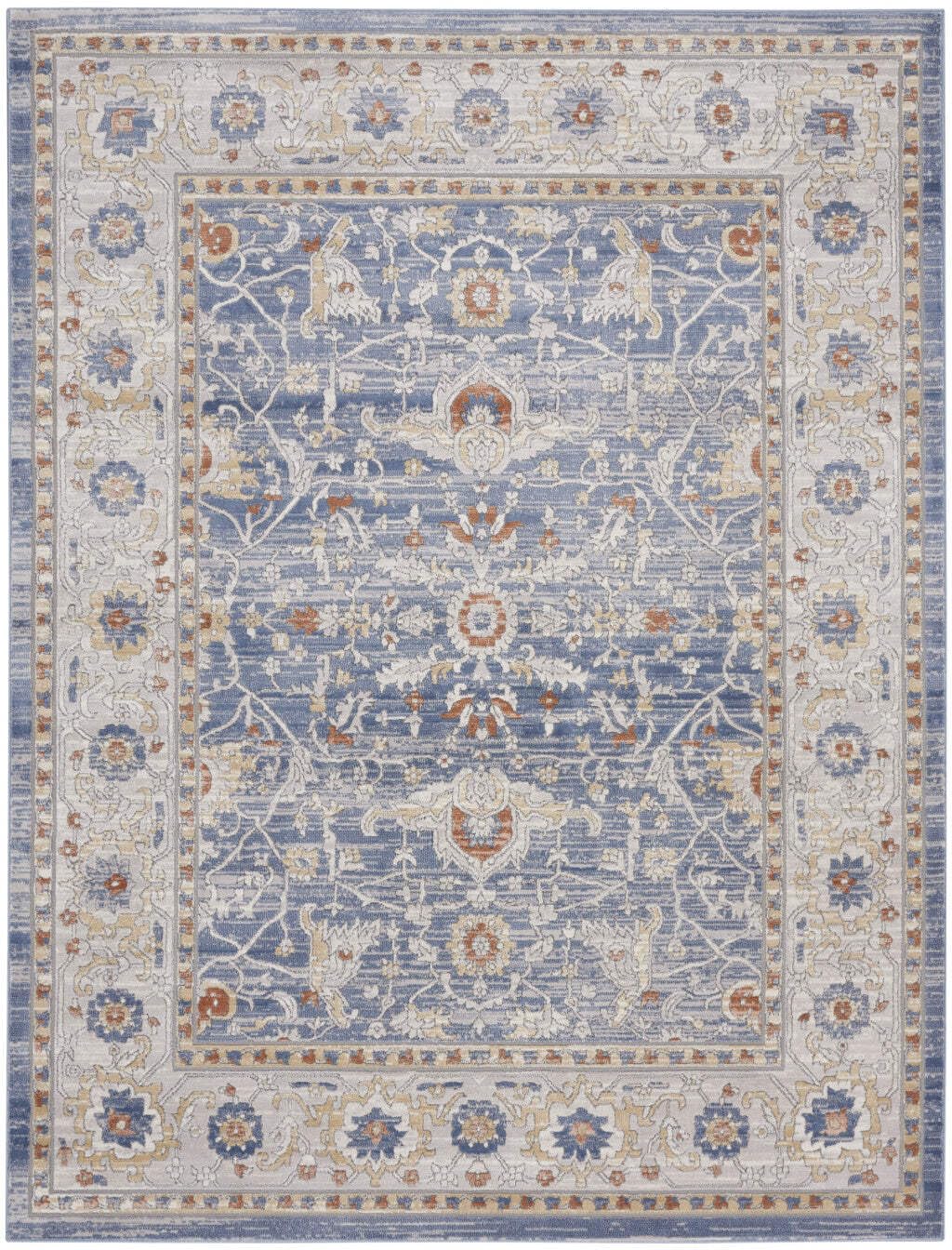 HomeRoots 533276 9 x 12 ft. Blue & Gray Oriental Power Loom Rectangle Area Rug