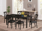 East West Furniture HEBO7-CAP-LC Henley 7 Piece Kitchen Set Consist of a Rectangle Table with Pedestal and 6 Faux Leather Dining Room Chairs, 42x72 Inch