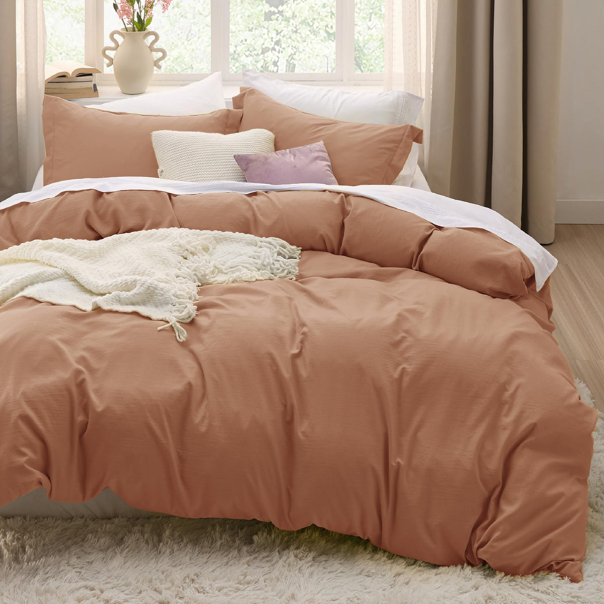 Bedsure Taupe Duvet Cover Full Size - Soft Prewashed Full Duvet Cover Set, 3 Pieces, 1 Duvet Cover 80X90 Inches With Zipper Clos
