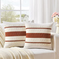 Fancy Homi Set Of 2 Rust Boho Decorative Throw Pillow Covers 20X20 Inch For Couch Bed Sofa, Aesthetic Modern Organic Fall Room D