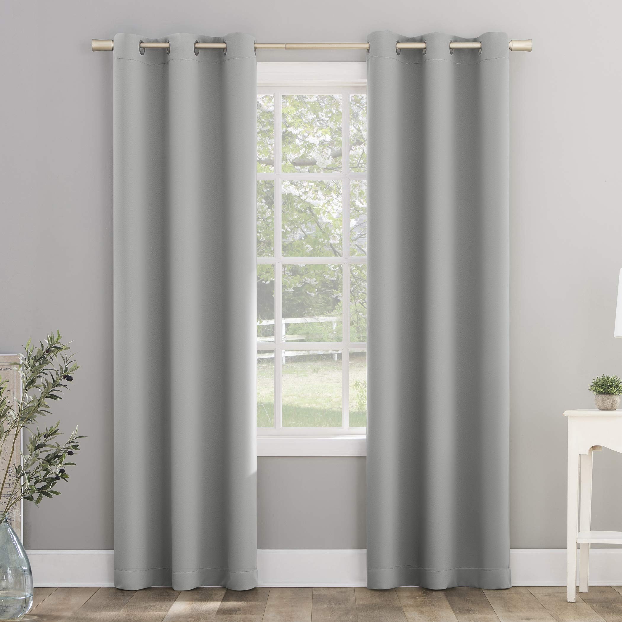 Sun Zero Riley Kids Bedroom Blackout Grommet Curtain Panel, 40' X 95', Silver Gray