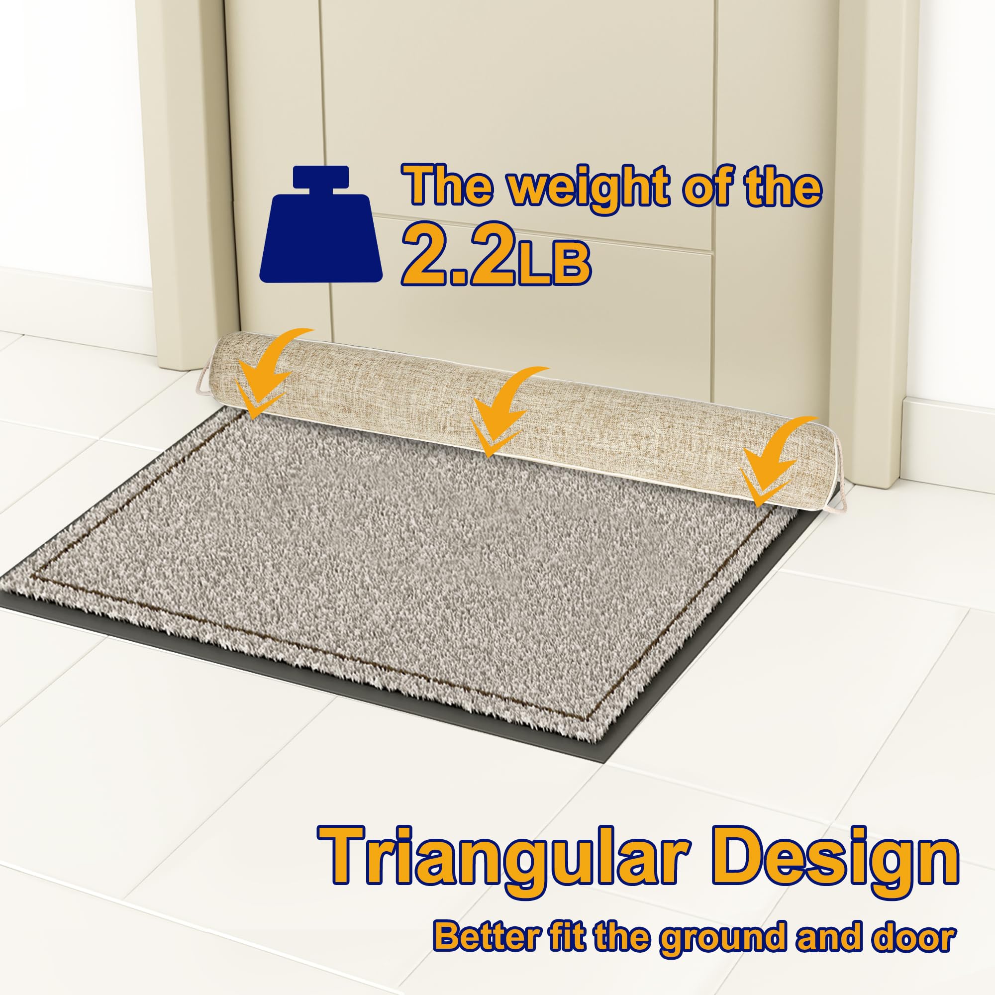 Nabowan 32'' Weighted Under Door Draft Stopper -Triangular Door Draft Blocker With Hook Loops For Easy Install, Save Energy, Hom
