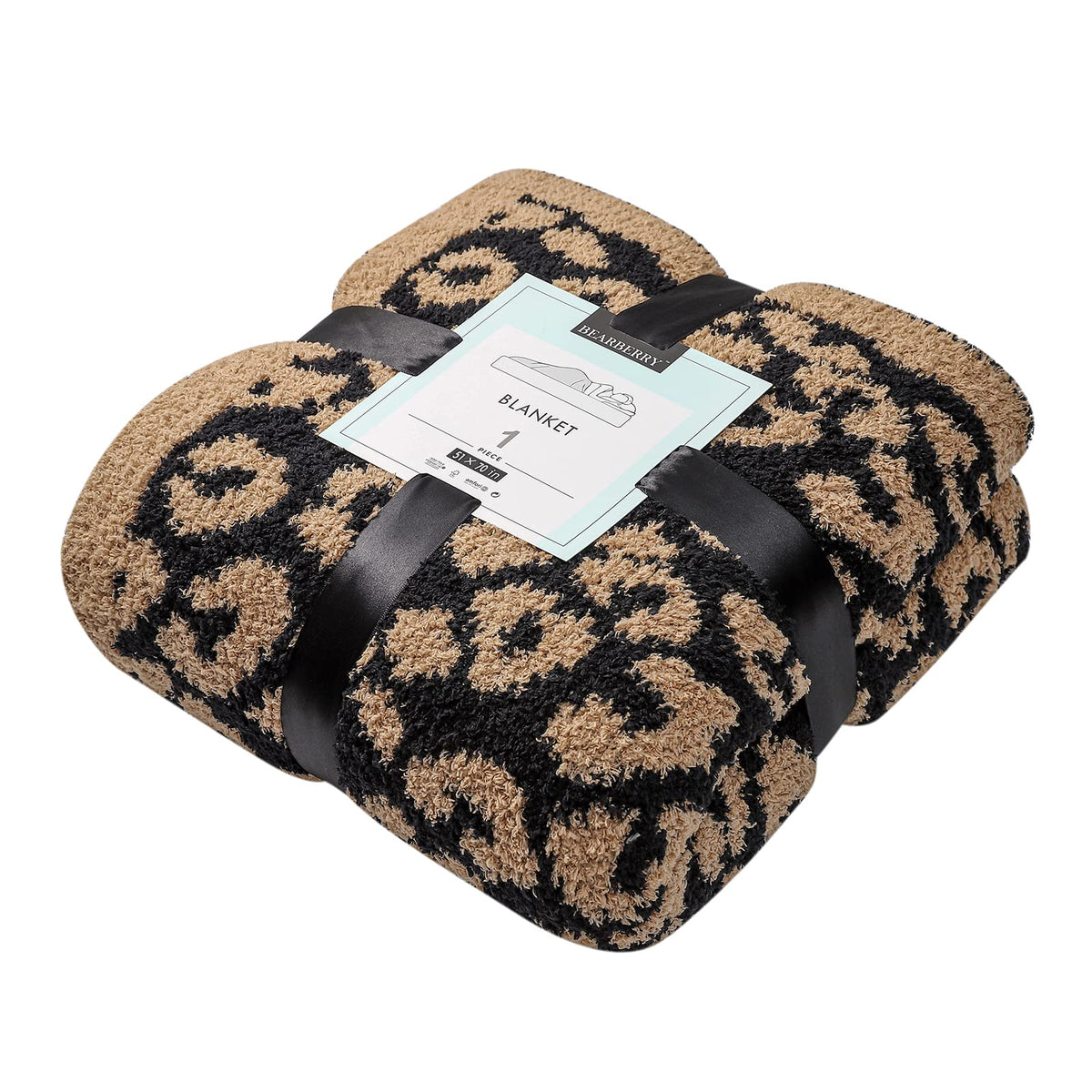 Bearberry Fuzzy Leopard Knitted Throw Blanket Soft Cozy Warm Microfiber Blanket For Couch Sofa Bed Travel (Leopard, 51'X70')