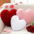 Wonderjune 3 Pcs Valentine's Day Heart Shaped Pillows Galentines Heart Shaped Throw Pillow Plush Soft Velvet Red Pink White Pill